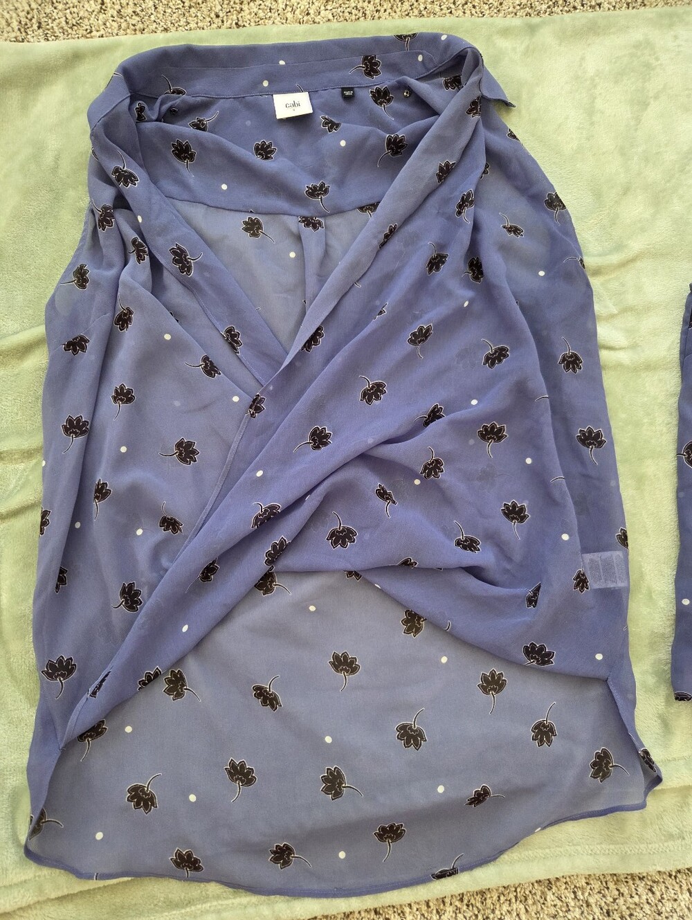 CAbi Periwinkle Blue Floral Wrap Blouse And Tank